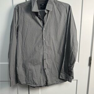 Hugo Boss Men's Regular Fit Lorenzo Button Down Shirt Black and Gray Size XL